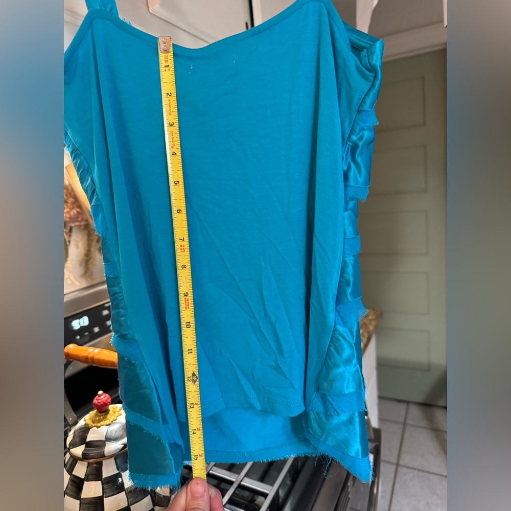 Cache Blue Ruffled Top silk size s - Picture 2 of 4